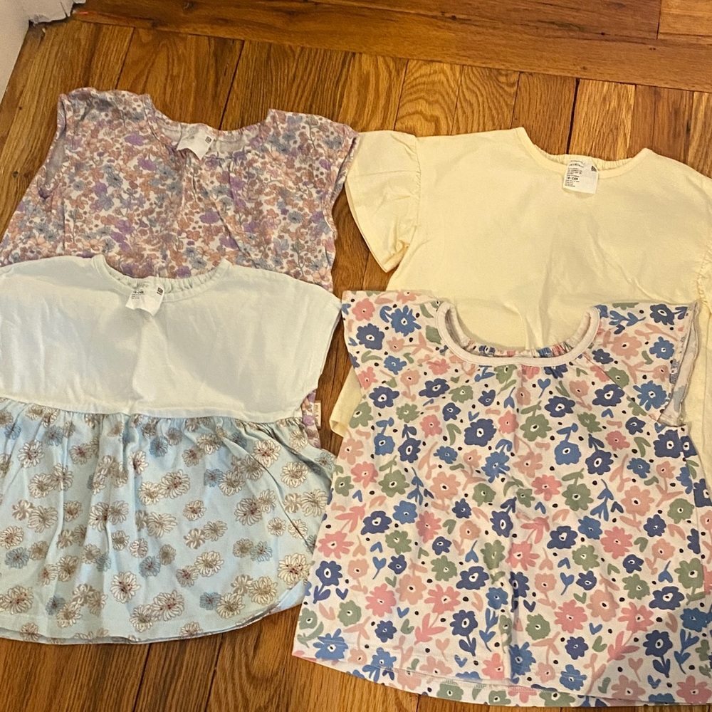 Uniqlo Baby Light Blue Top with Purple and Orange Floral Lining